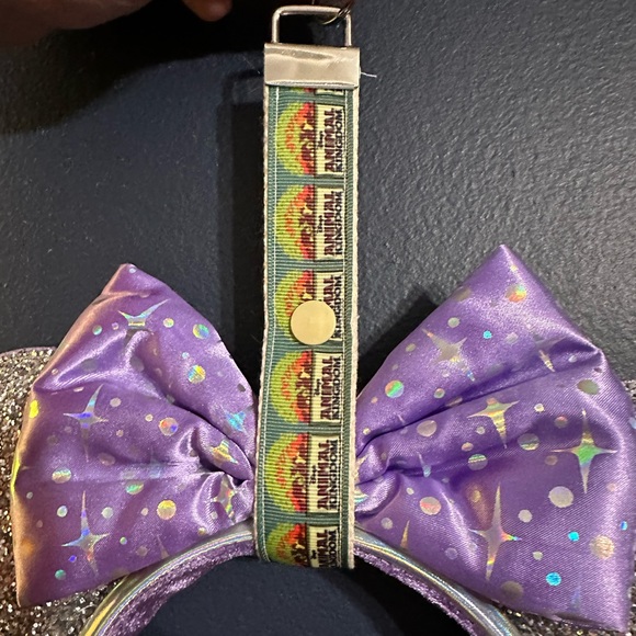 Hand Crafted Accessories - Handmade Minnie ears holder keychain in Disney’s Animal Kingdom design